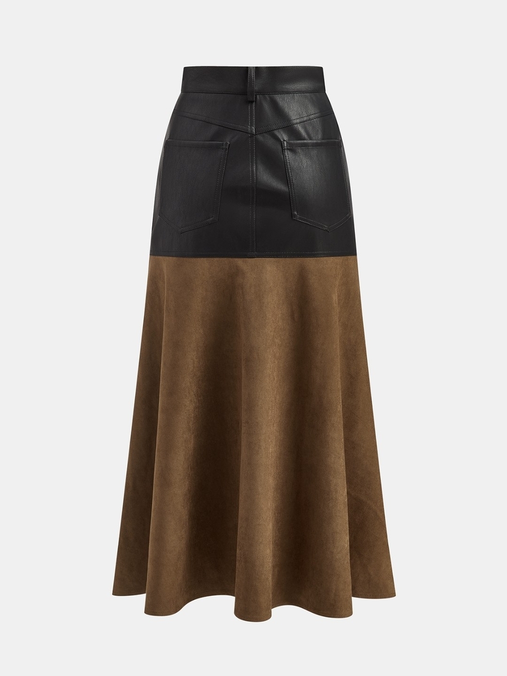 Commense Two-Tone Black and Brown Midi Skirt - Picture 2 of 6